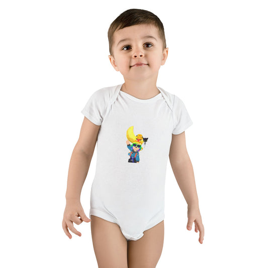 Cute Adventure Baby Onesie® with Banana & Star Design